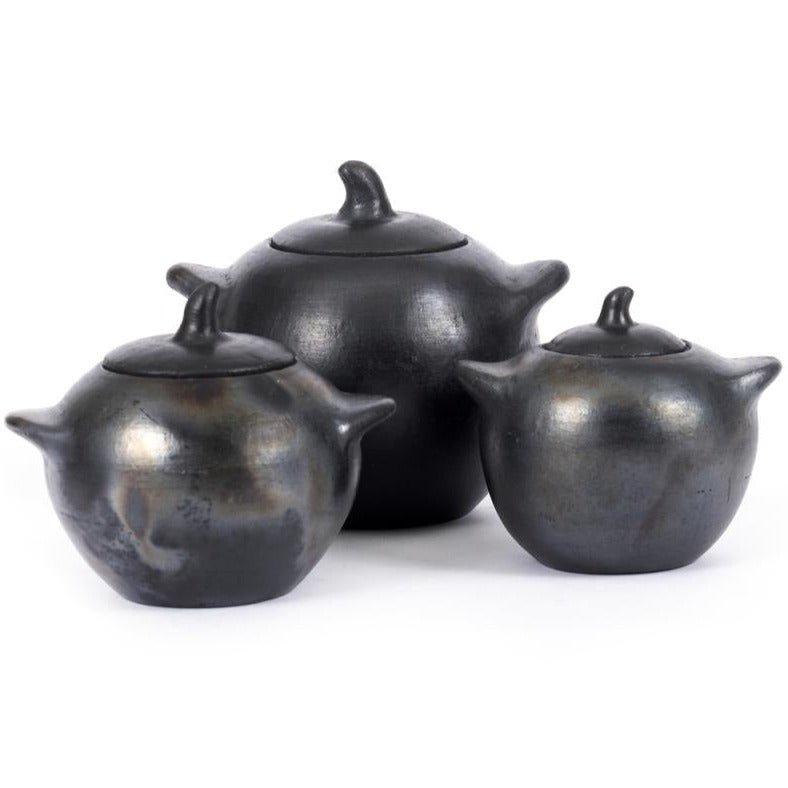 BURNED JAR WITH LID | BLACK | 3 SIZES - Green Design Gallery