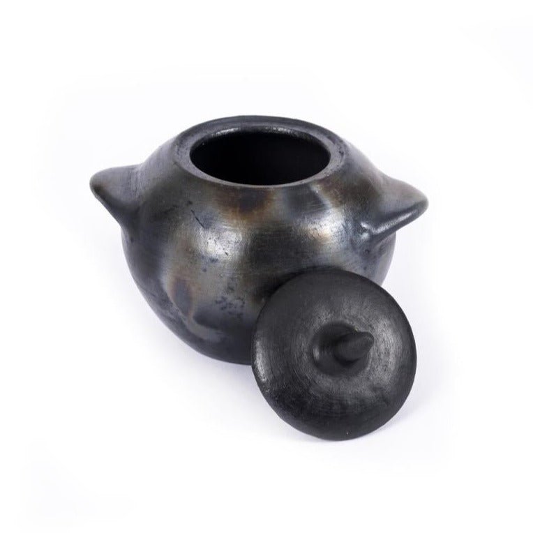 BURNED JAR WITH LID | BLACK | 3 SIZES - Green Design Gallery