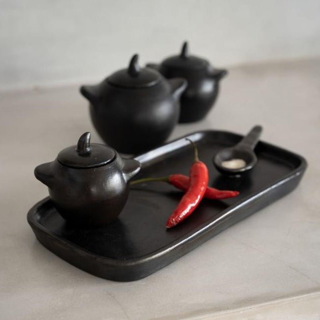 BURNED JAR WITH LID | BLACK | 3 SIZES - Green Design Gallery