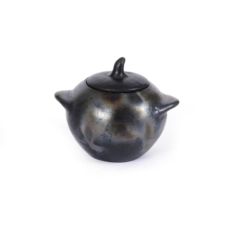 BURNED JAR WITH LID | BLACK | 3 SIZES - Green Design Gallery
