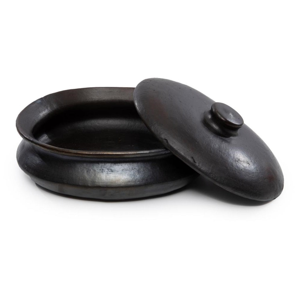 BURNED TERRACOTTA OVAL POT WITH LID | BLACK - Green Design Gallery