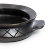 BURNED TERRACOTTA OVAL POT WITH LID + HANDLES | ENGRAVED | BLACK - Green Design Gallery