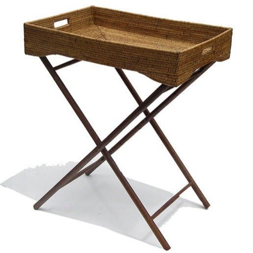 BUTLER TRAY | RATTAN | ANTIQUE BROWN - Green Design Gallery