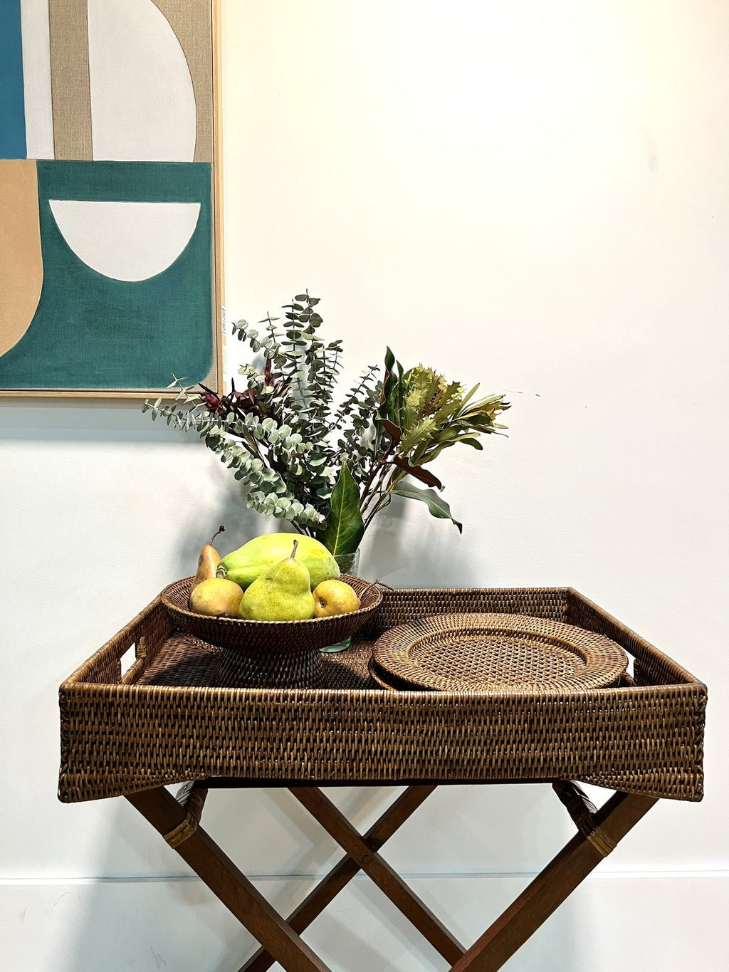 BUTLER TRAY | RATTAN | ANTIQUE BROWN - Green Design Gallery