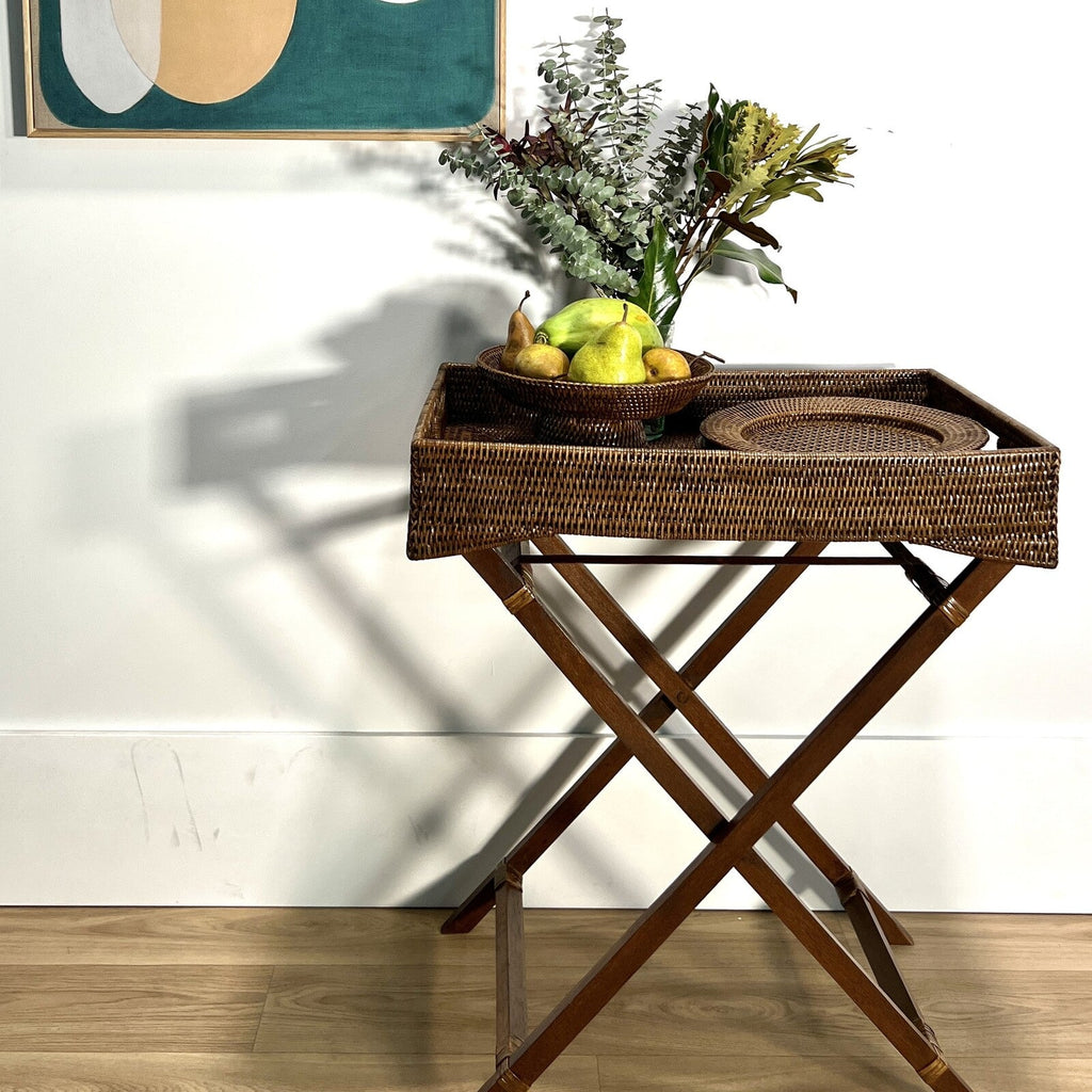 BUTLER TRAY | RATTAN | ANTIQUE BROWN - Green Design Gallery