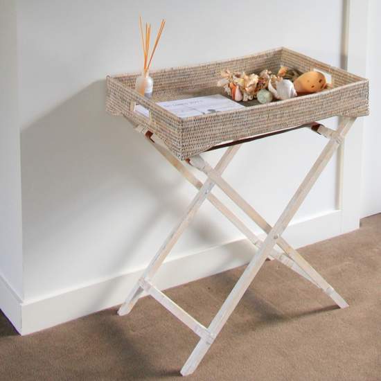 BUTLER TRAY | RATTAN | WHITEWASH - Green Design Gallery