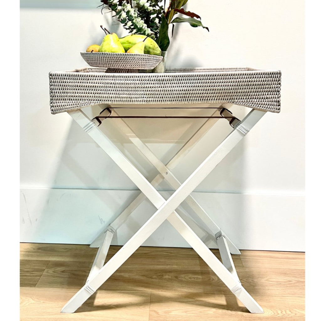 BUTLER TRAY | RATTAN | WHITEWASH - Green Design Gallery