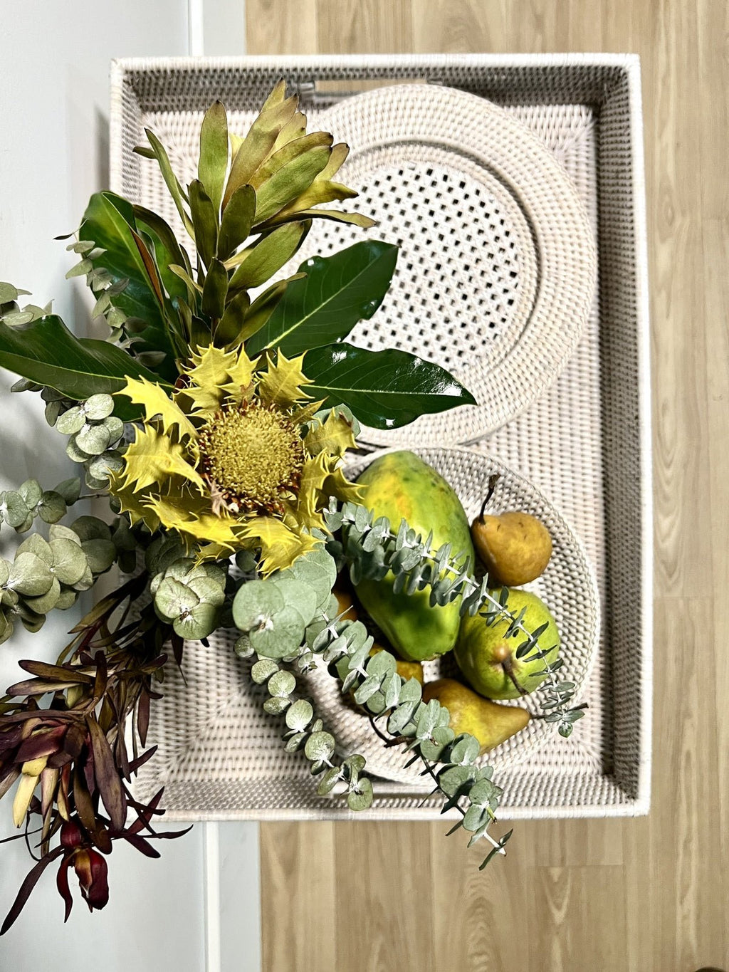 BUTLER TRAY | RATTAN | WHITEWASH - Green Design Gallery