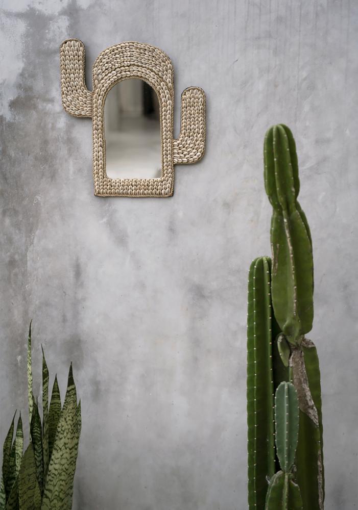 CACTUS SHELL MIRROR | WALL ART | WHITE - Green Design Gallery