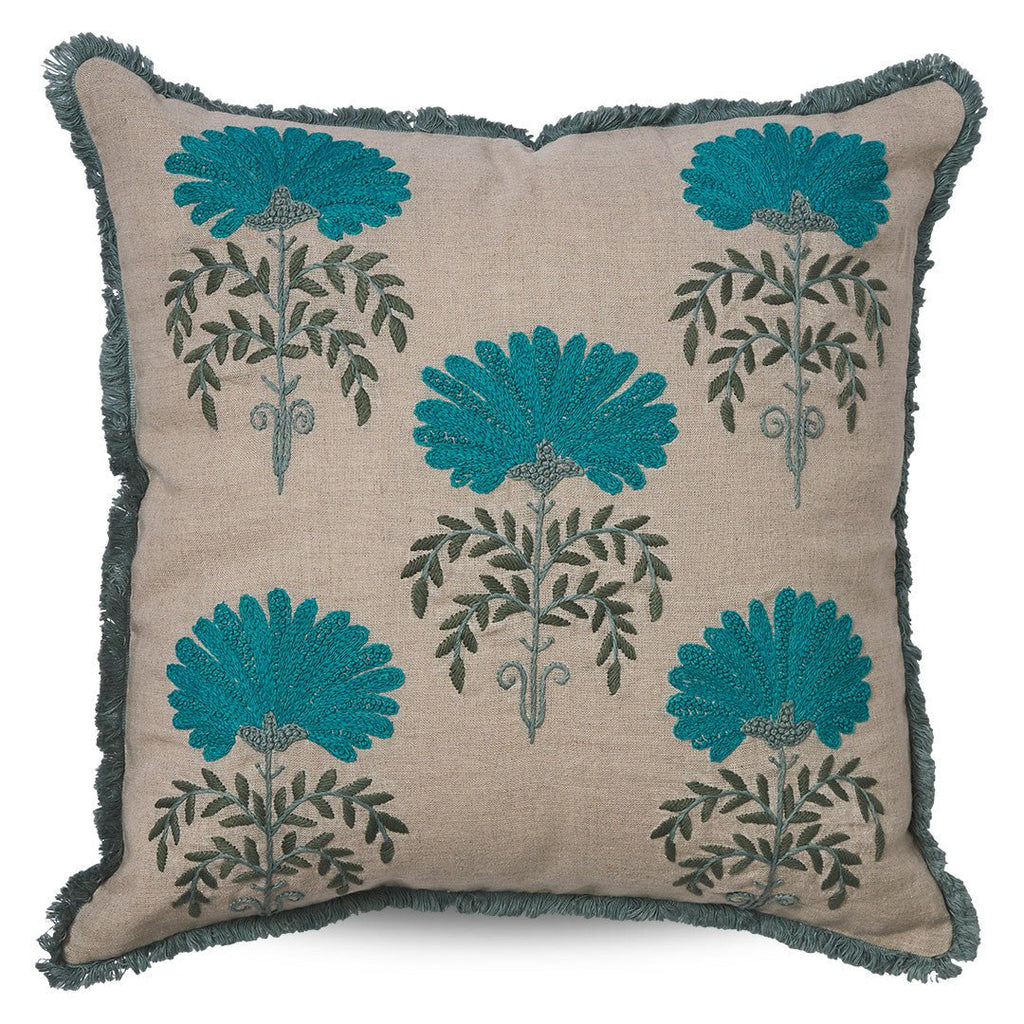 CAMPANIA FIORE LINEN CUSHION COVER | EMBROIDERED | 50 X 50 CM - Green Design Gallery