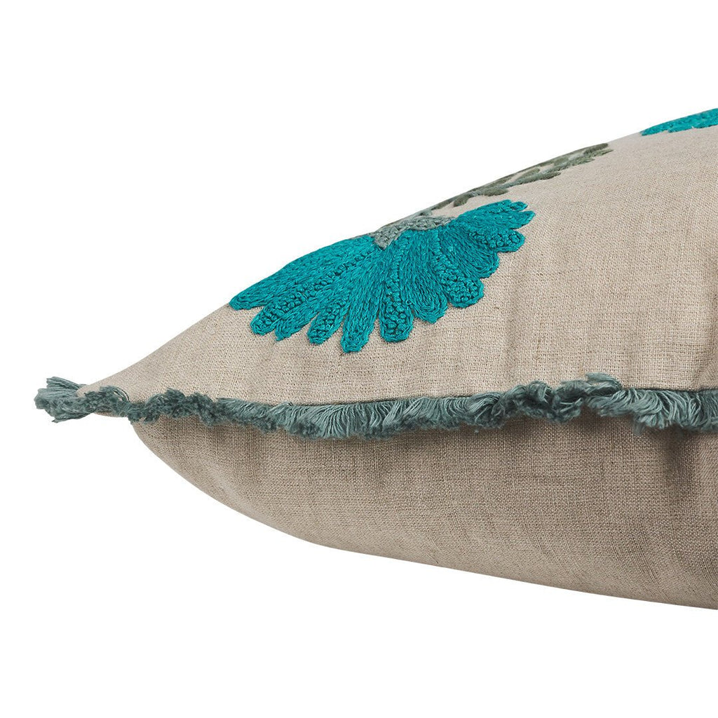 CAMPANIA FIORE LINEN CUSHION COVER | EMBROIDERED | 50 X 50 CM - Green Design Gallery