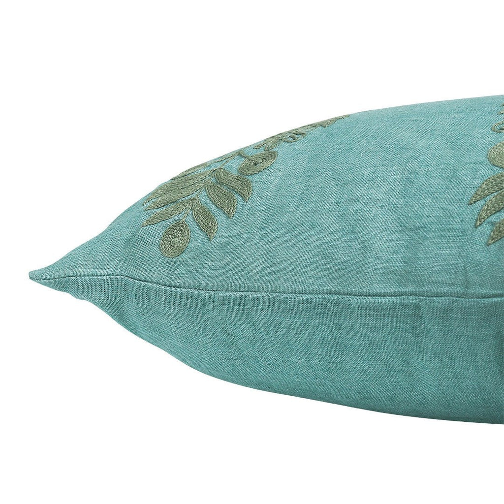 CAMPANIA GIARDINO LINEN CUSHION COVER | EMBROIDERED | 40 X 60 CM - Green Design Gallery