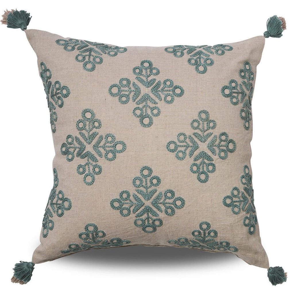 CAMPANIA SCALA LINEN CUSHION COVER | EMBROIDERED | 50 X 50 CM - Green Design Gallery