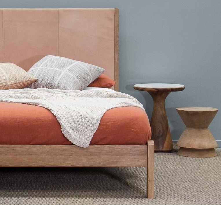 CASA SIDE TABLE / HIGH / NATURAL SUAR + WHITE MARBLE - Green Design Gallery