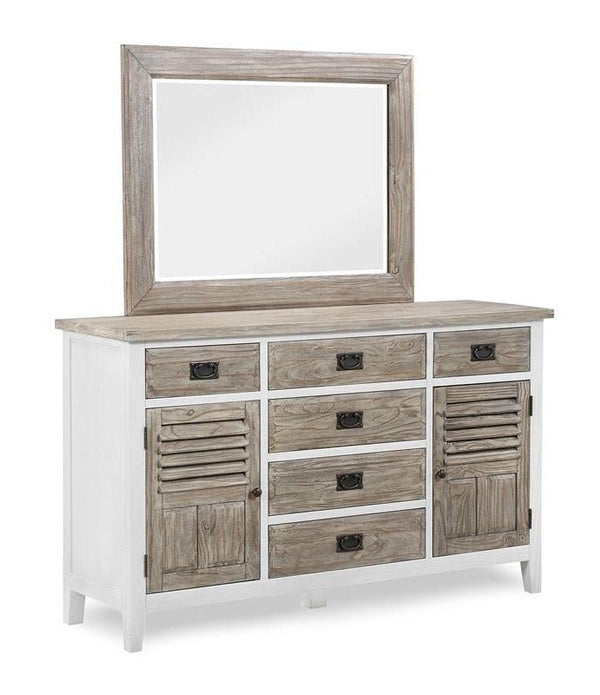 CATANIA 6-DRAWER DRESSER WITH SHUTTERS / WEATHERED PINE + WHITE - Green Design Gallery
