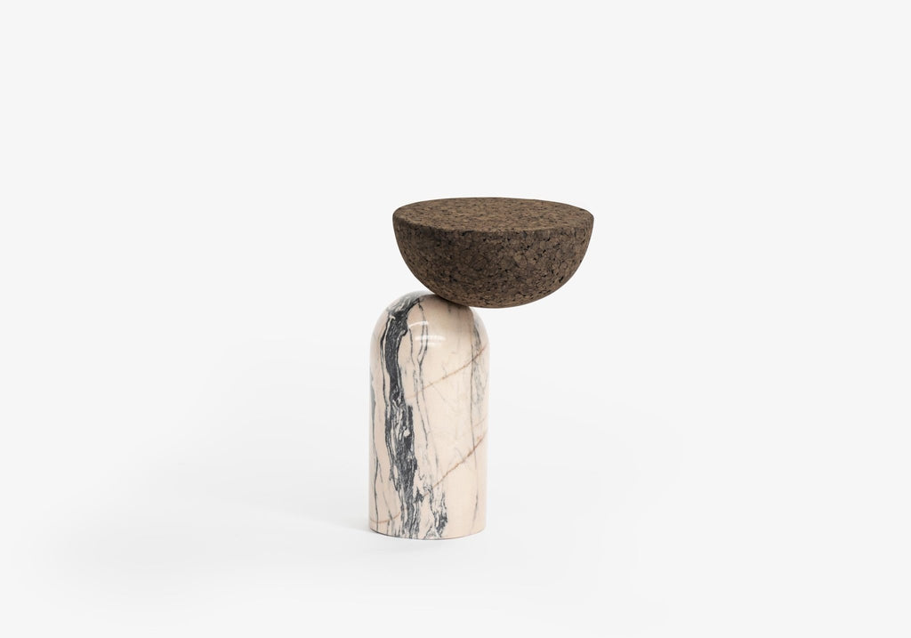 CELESTE SIDE TABLE | MARBLE BASE +DARK CORK TOP - Green Design Gallery