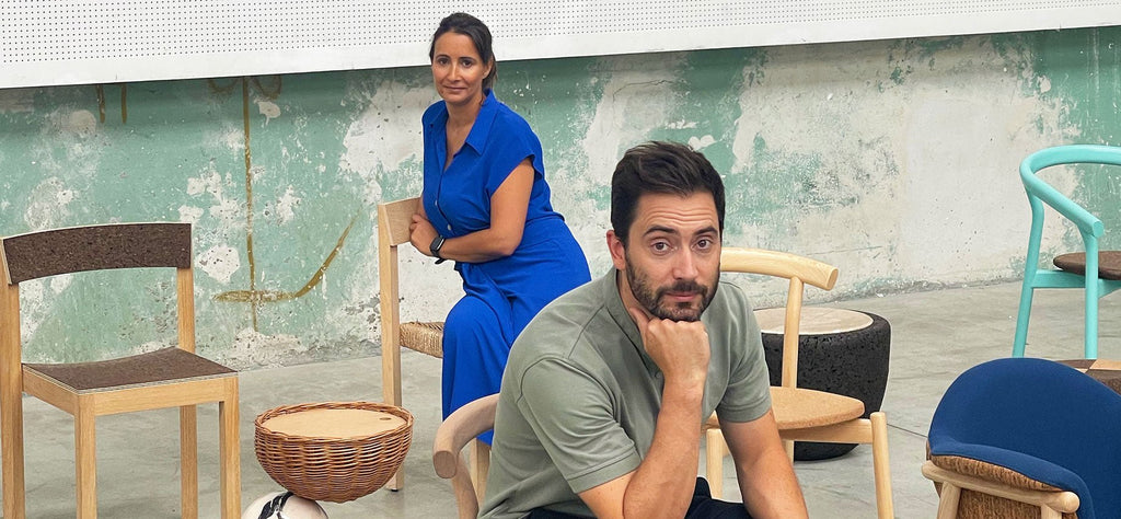 CELESTE SIDE TABLE | MARBLE BASE +DARK CORK TOP - Green Design Gallery