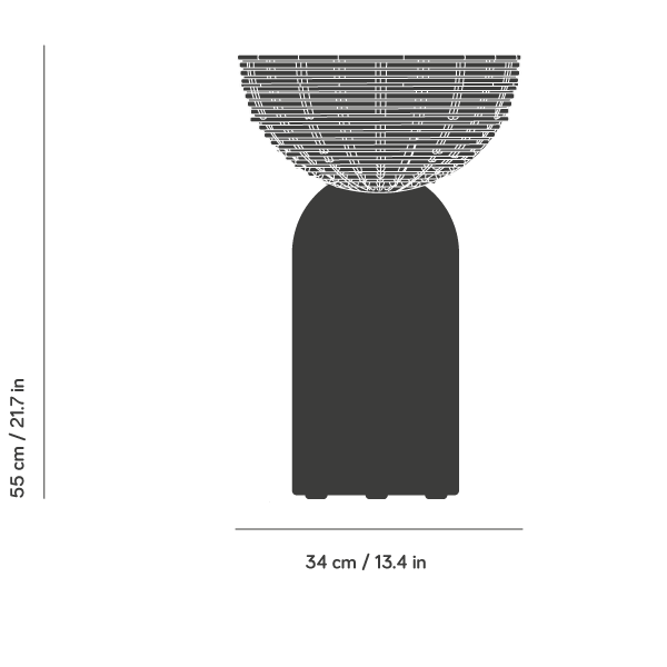 CELESTE SIDE TABLE | MARBLE BASE +WICKER BASKET - Green Design Gallery