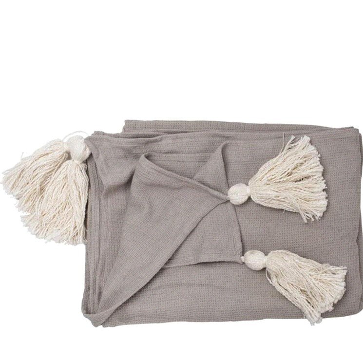 CIALDA LINEN THROW / SILVER GREY - Green Design Gallery