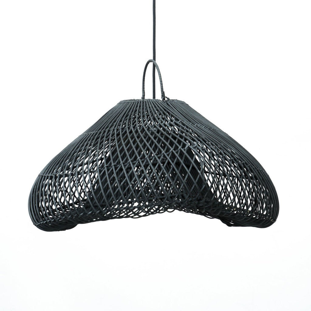CLOUD PENDANT SHADE | BLACK RATTAN | LARGE - Green Design Gallery