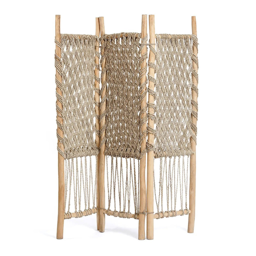 COASTAL ROOM DIVIDER - SCREEN | RECLAIMED TEAK +SEAGRASS - Green Design Gallery