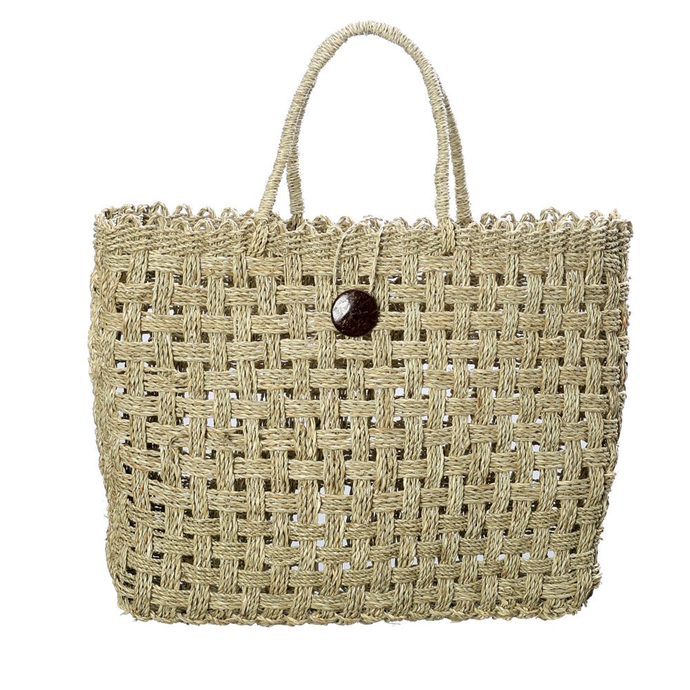COCONUT BUTTON MARKET BAG - BASKET / NATURAL - Green Design Gallery