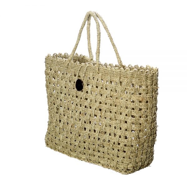 COCONUT BUTTON MARKET BAG - BASKET / NATURAL - Green Design Gallery