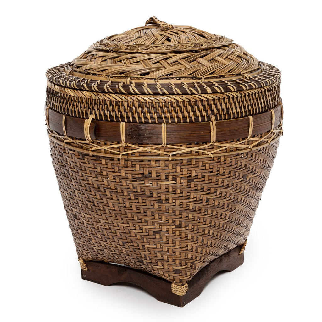 COLONIAL STORAGE BASKET WITH LID | RATTAN | 2 SIZES - Green Design Gallery