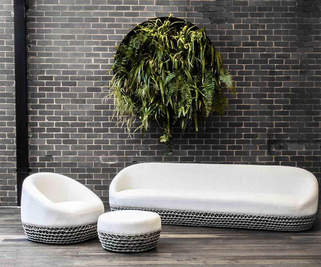 CONTOUR OTTOMAN | WHITE + NATURAL | IN-OUTDOORS - Green Design Gallery