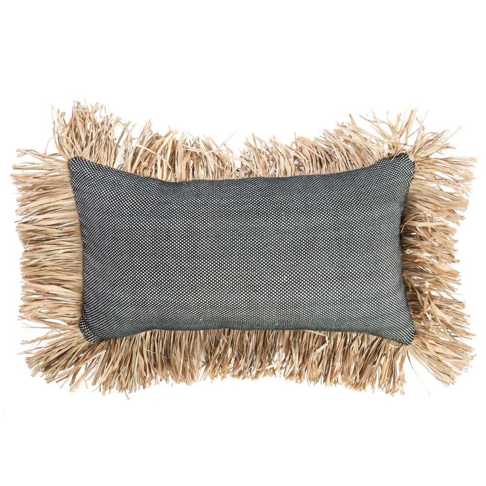COTTON BONITA RECTANGULAR CUSHION COVER | BLACK-NATURAL - Green Design Gallery