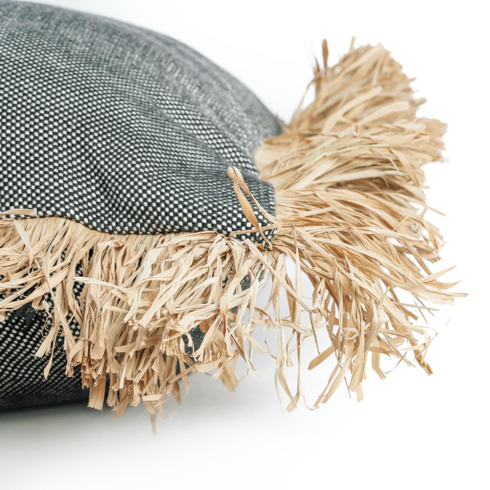 COTTON BONITA SQUARE CUSHION COVER | BLACK-NATURAL | 2 SIZES - Green Design Gallery