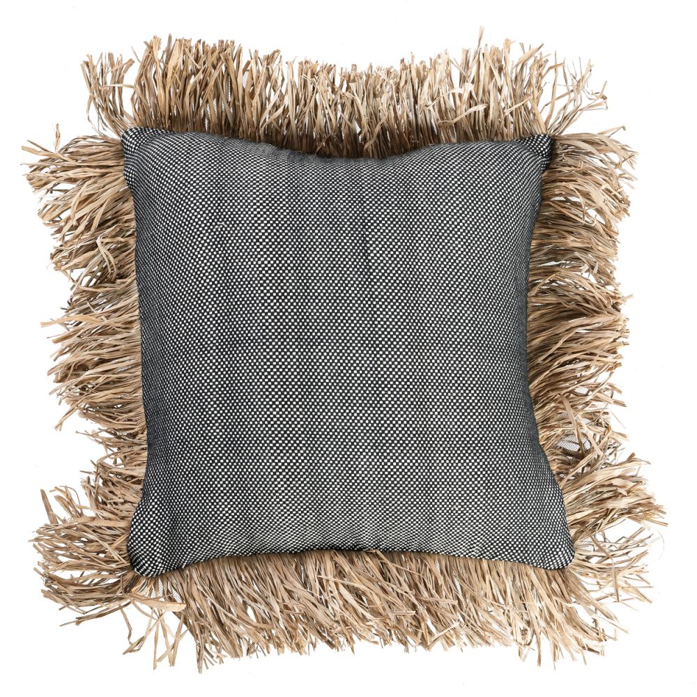 COTTON BONITA SQUARE CUSHION COVER | BLACK-NATURAL | 2 SIZES - Green Design Gallery