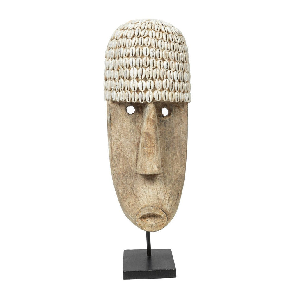 COWRIE MASK ON STAND / NATURAL (2 SIZES) - Green Design Gallery