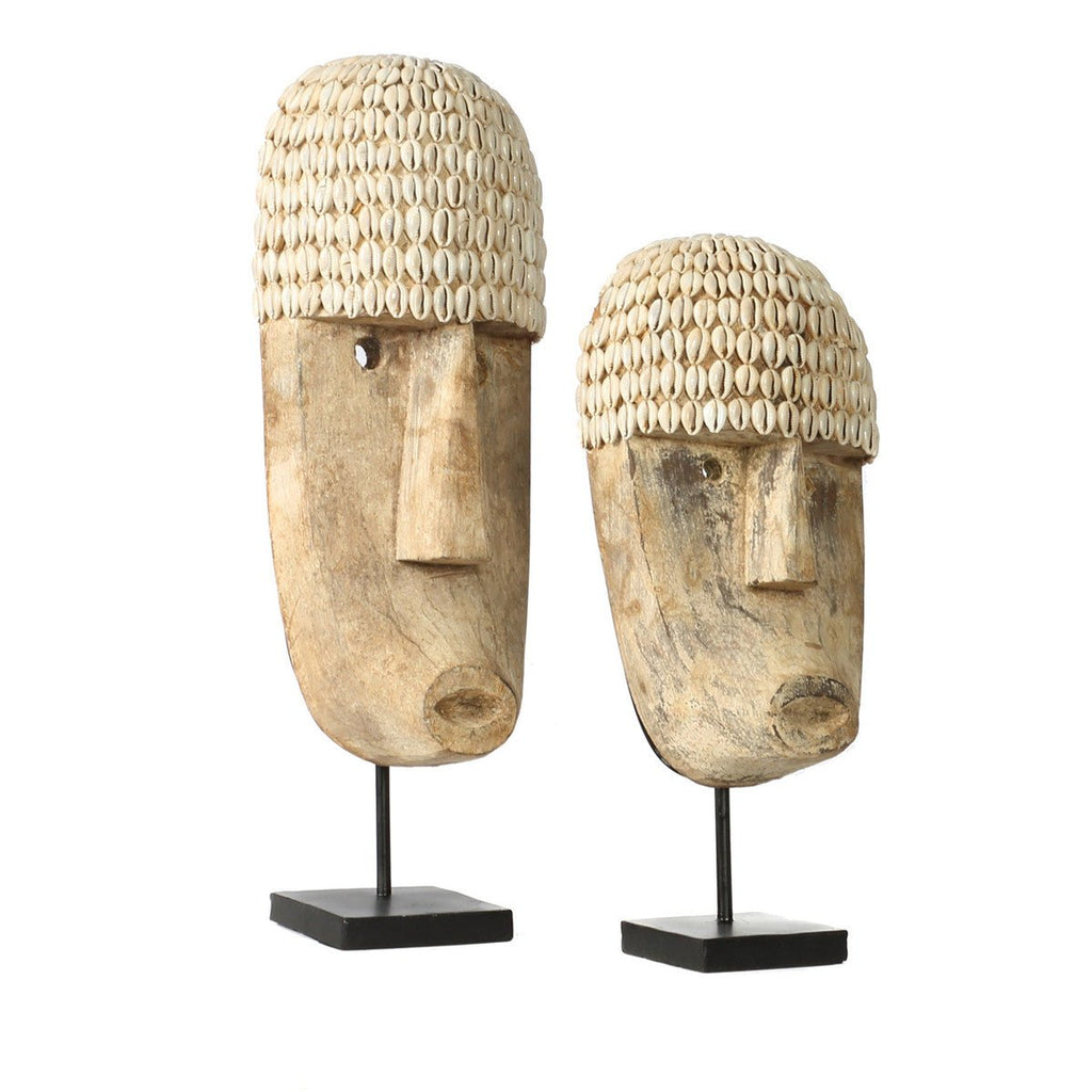COWRIE MASK ON STAND / NATURAL (2 SIZES) - Green Design Gallery