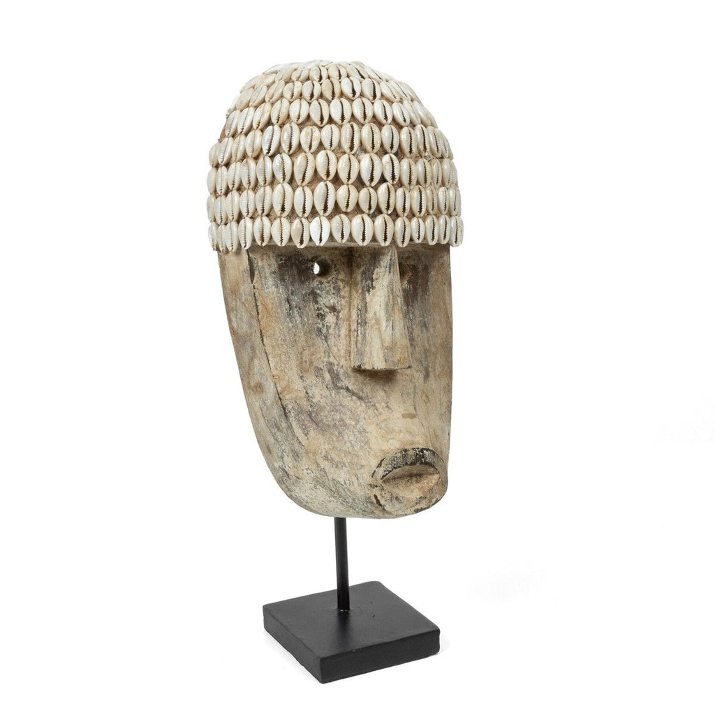 COWRIE MASK ON STAND / NATURAL (2 SIZES) - Green Design Gallery