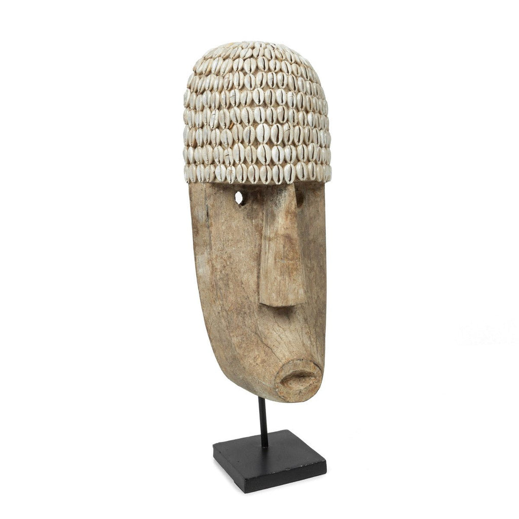COWRIE MASK ON STAND / NATURAL (2 SIZES) - Green Design Gallery
