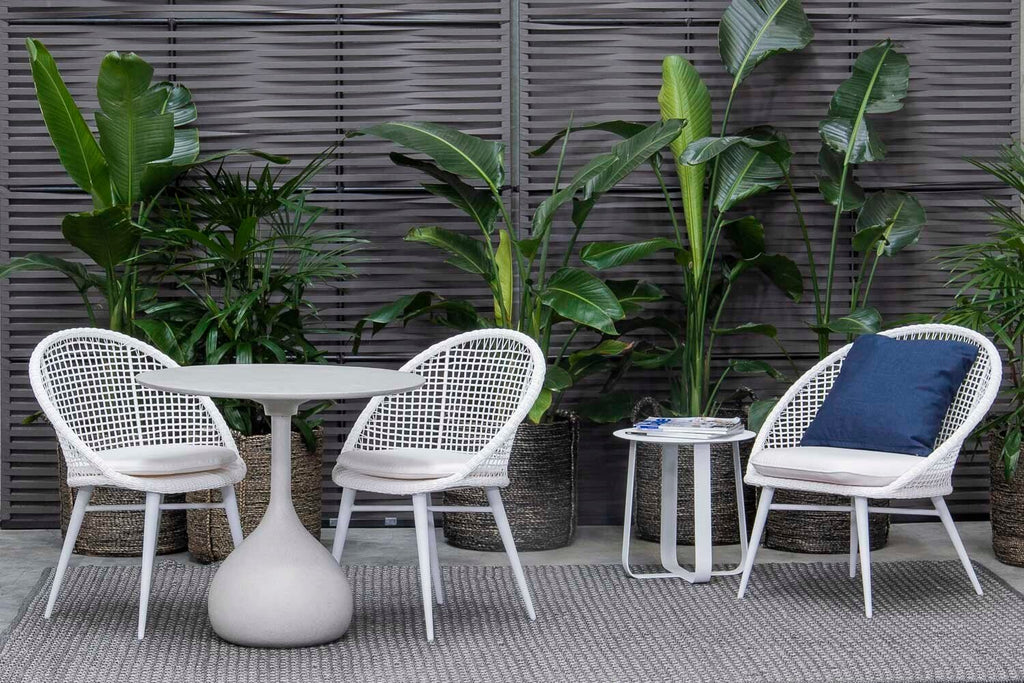 CUBA ROUND LOUNGE CHAIR / WHITE (INDOOR-OUTDOOR) - Green Design Gallery