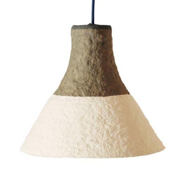 CYPISEK PAPIER MACHÉ PENDANT LAMP | WHITE & GREY | 2 SIZES - Green Design Gallery