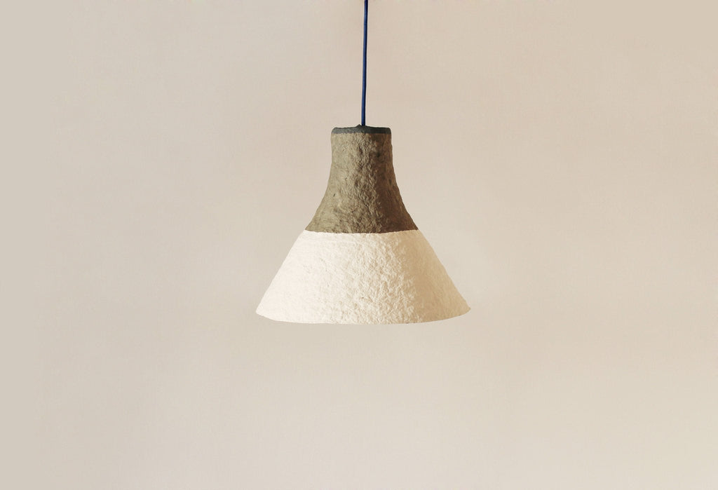 CYPISEK PAPIER MACHÉ PENDANT LAMP | WHITE & GREY | 2 SIZES - Green Design Gallery