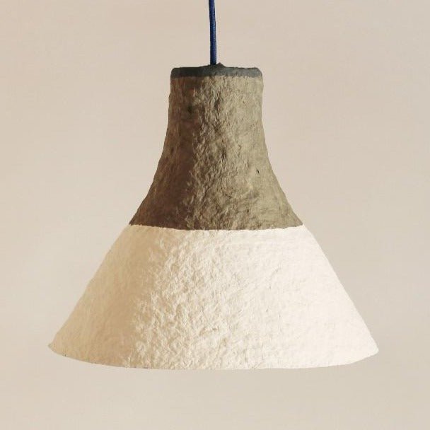 CYPISEK PAPIER MACHÉ PENDANT LAMP | WHITE & GREY | 2 SIZES - Green Design Gallery