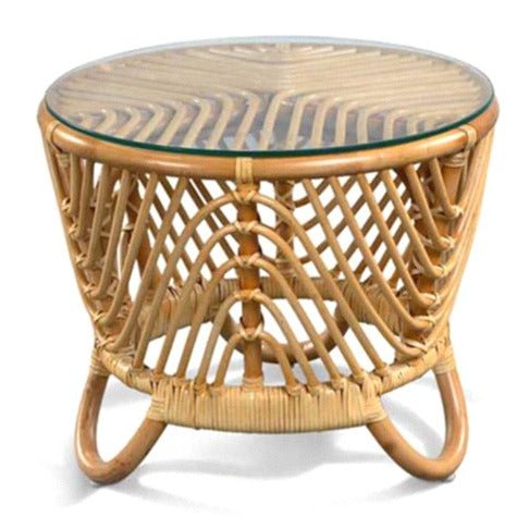 DANIA SIDE TABLE with GLASS / NATURAL - Green Design Gallery