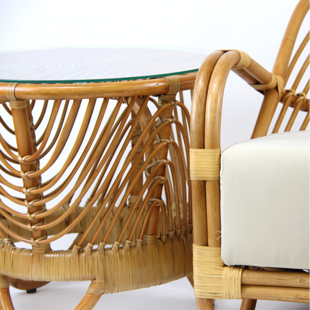 DANIA SIDE TABLE with GLASS / NATURAL - Green Design Gallery