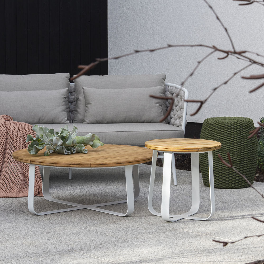 DENA COFFEE TABLE / WHITE-NATURAL (INDOOR-OUTDOOR) - Green Design Gallery
