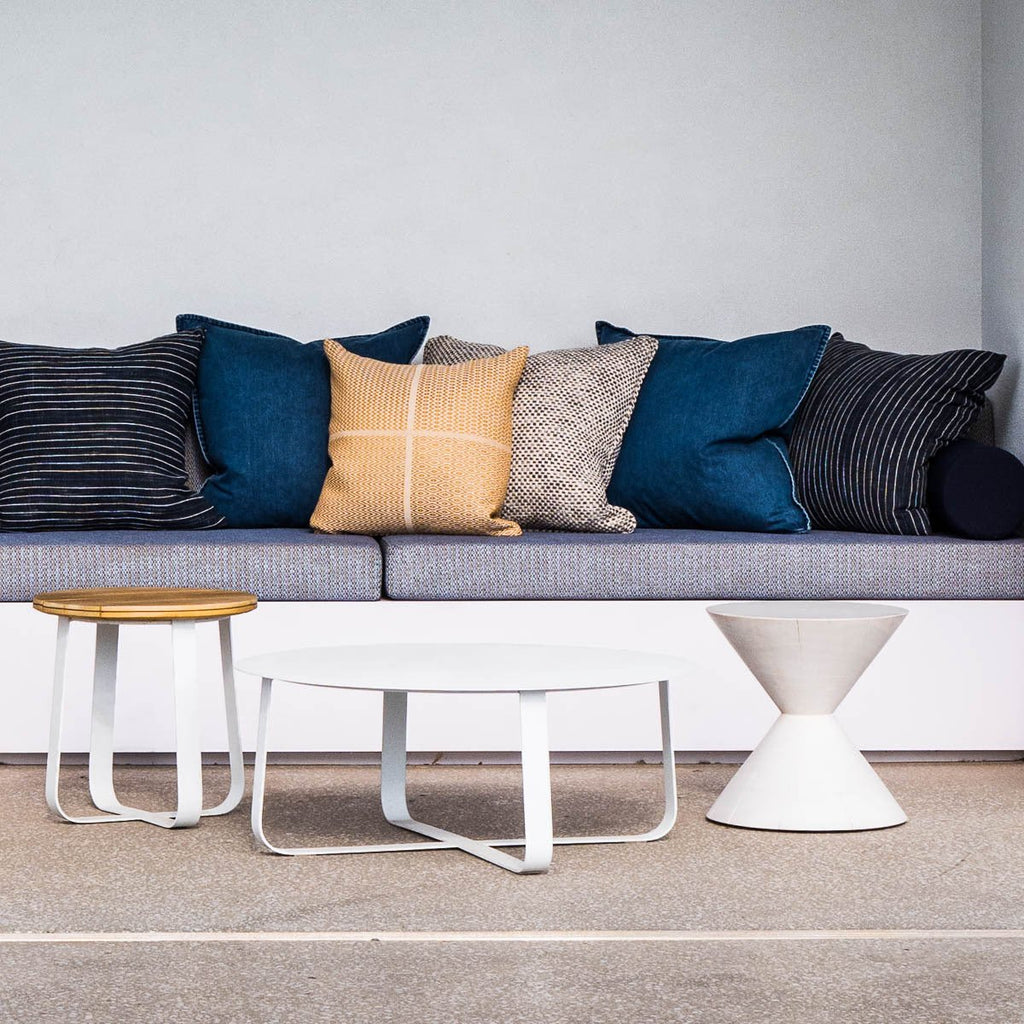 DENA SIDE TABLE / WHITE-NATURAL (INDOOR-OUTDOOR) - Green Design Gallery