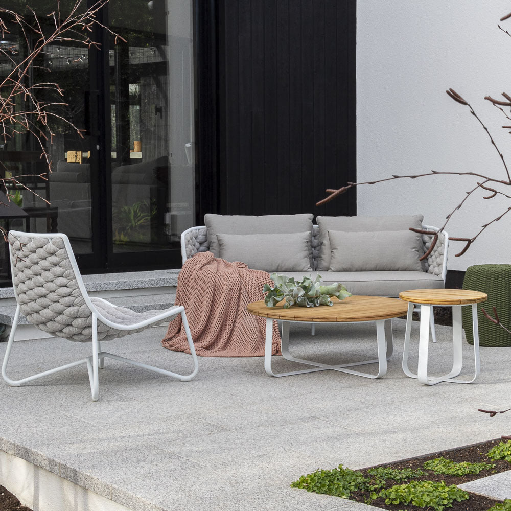 DENA SIDE TABLE / WHITE-NATURAL (INDOOR-OUTDOOR) - Green Design Gallery