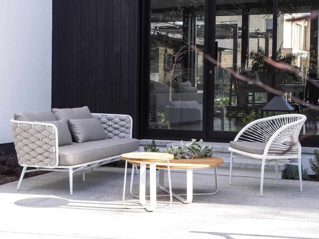 DENA SIDE TABLE / WHITE-NATURAL (INDOOR-OUTDOOR) - Green Design Gallery