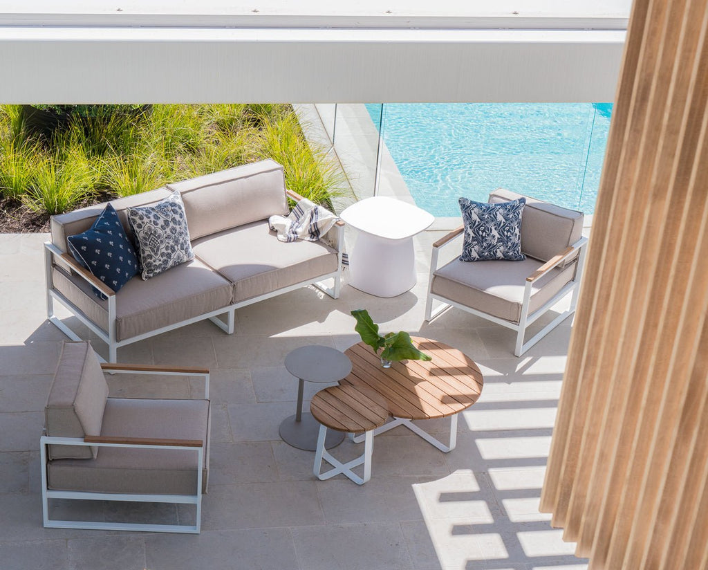 DENA SIDE TABLE / WHITE-NATURAL (INDOOR-OUTDOOR) - Green Design Gallery