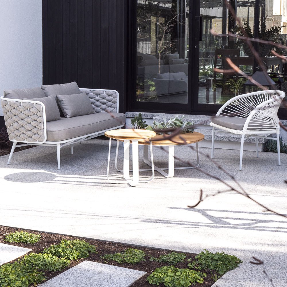 DENA SIDE TABLE / WHITE-NATURAL (INDOOR-OUTDOOR) - Green Design Gallery