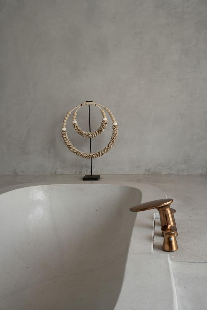 DOUBLE SHELL NECKLACE ON STAND | NATURAL– Green Design Gallery