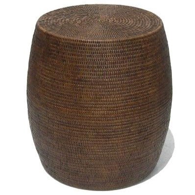 DRUM RATTAN STOOL + SIDE TABLE / 3 COLORS - Green Design Gallery